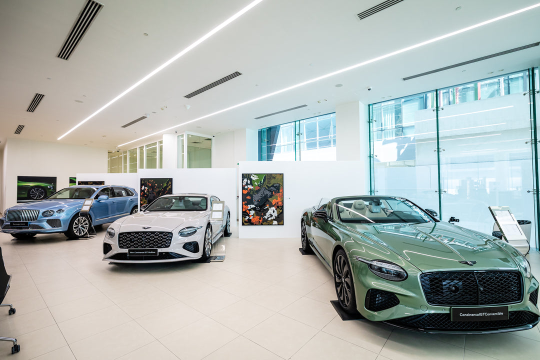 HAZE exhibition: JINYA YAMAKAWA paintings displayed in the Bentley UAE showroom