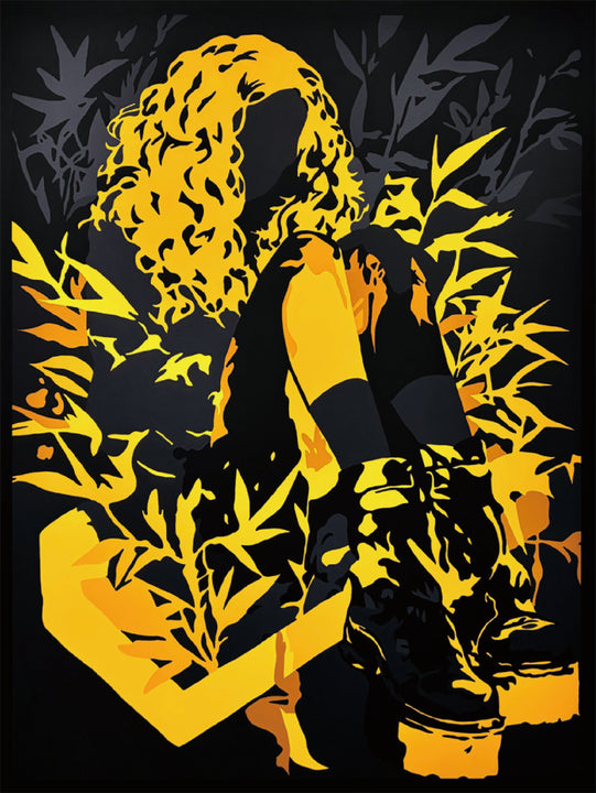KEEP DREAMING by JINYA YAMAKAWA, a painting in yellow, black and grey