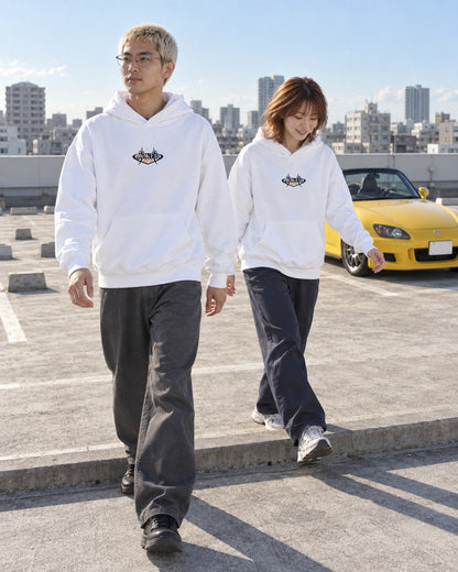 ECHOES 001 REVENANT HOODIE - WHITE (on models)