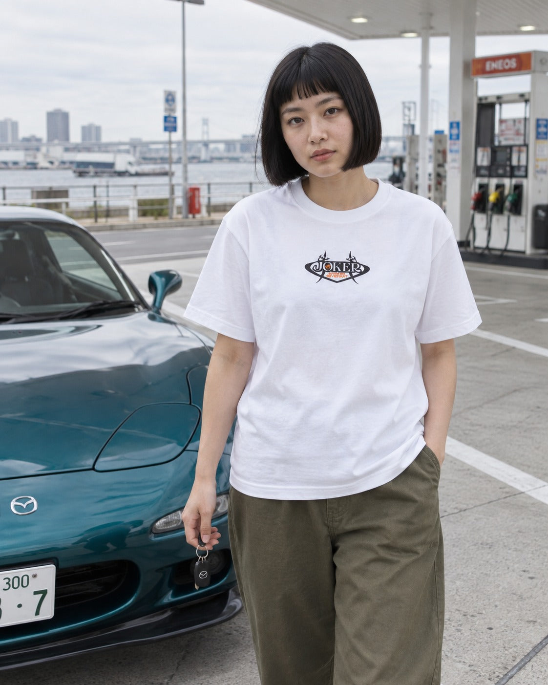 ECHOES 001 REVENANT TEE - WHITE (on model, women's S)